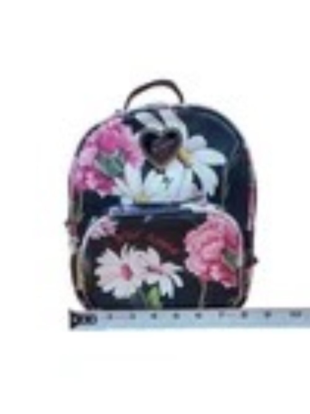 Betsey Johnson Floral Mini Backpack Black Faux Leather Rose Heart Purse Coquette